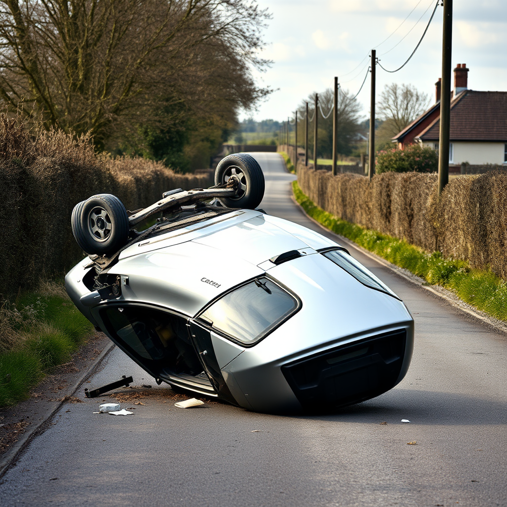 Female driver loses control at high speed causing vehicle to flip onto its roof